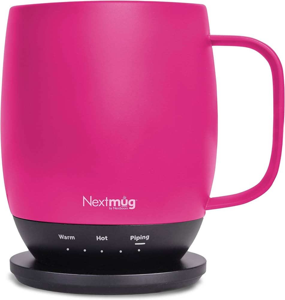 Nextmug - Temperature-Controlled, Self-Heating Coffee Mug (True Pink - 14 oz.) | Amazon (US)