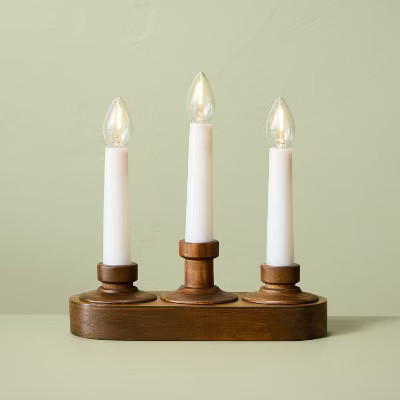 7.95" Wood Christmas Window Flameless Candelabra - Hearth & Hand™ with Magnolia | Target