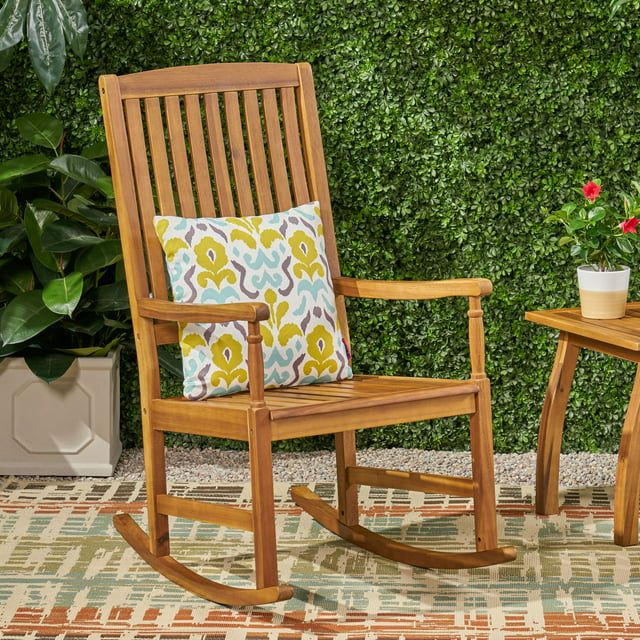 Noble House Arcadia Outdoor Acacia Wood Rocking Chair Teak | Walmart (US)
