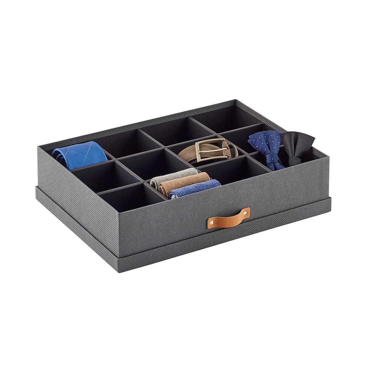 Bigso Charcoal Herringbone 12-Compartment Divided Organizer | The Container Store