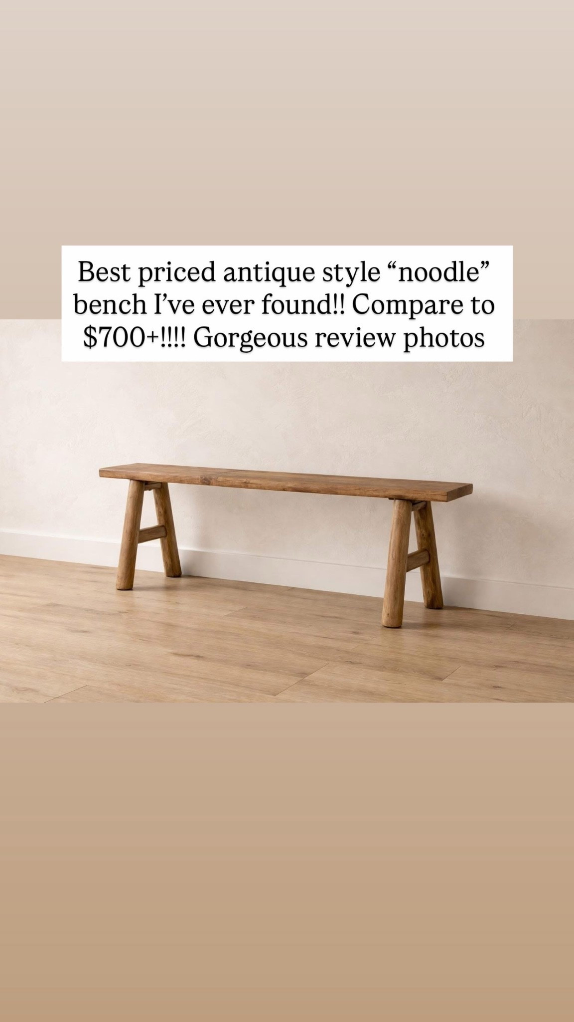 Best priced antique noodle style bench on the internet!!!!!
