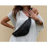 Urban Studded Fanny Pack, Black Leather, Jewel Bag | Etsy (US)