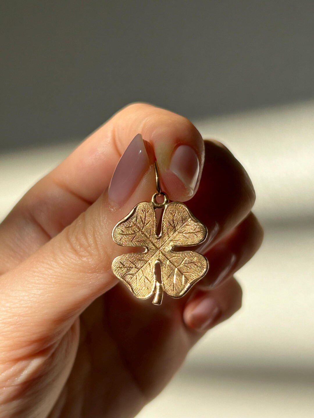 Vintage 14k Solid Yellow Gold Large Textured 4-leaf Clover Charm Pendant, Lucky Clover Charm, Luc... | Etsy (US)