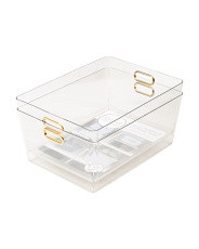 Set Of 2 Plastic Storage Bins With Gold Tone Handles | Office & Storage | Marshalls | Marshalls