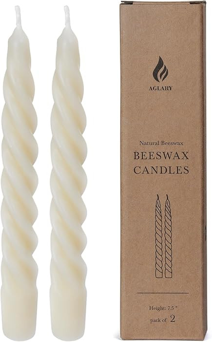 2PCS 7-Inch Pure Beeswax Spiral Taper Candles, Twisted Stick Candles, Dripless & Unscented for We... | Amazon (US)