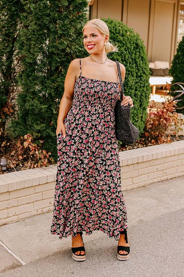 Smiles and Sunshine Floral Maxi in Black Curves | Impressions Online Boutique