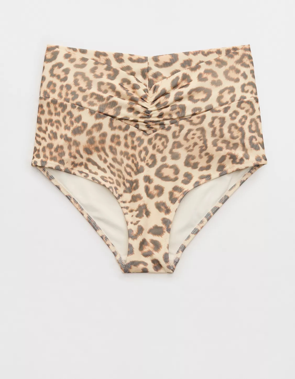 Aerie Mesh Ruched High Waisted Full Coverage Bikini Bottom | American Eagle Outfitters (US & CA)