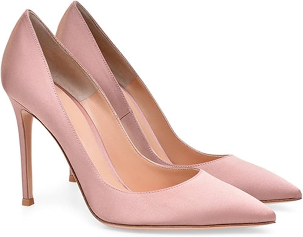 Women's Satin High Heels,Stiletto Heel (8CM+) with Pointed Toe and Rubber Sole for Ladies,Spring ... | Amazon (US)