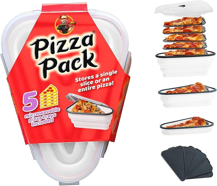 The Perfect Pizza Pack™ - Reusable Pizza Storage Container with 5 Microwavable Serving Trays - ... | Amazon (US)