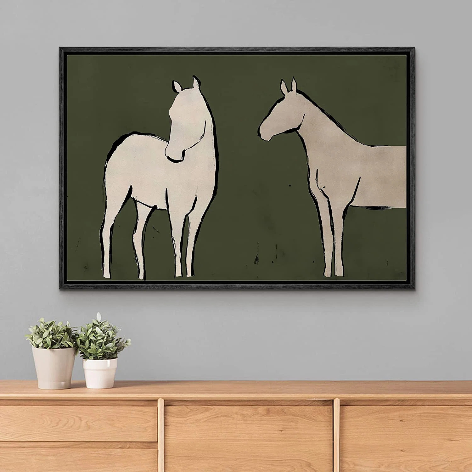 " Pastel Watercolor White Horse Duo " | Wayfair North America