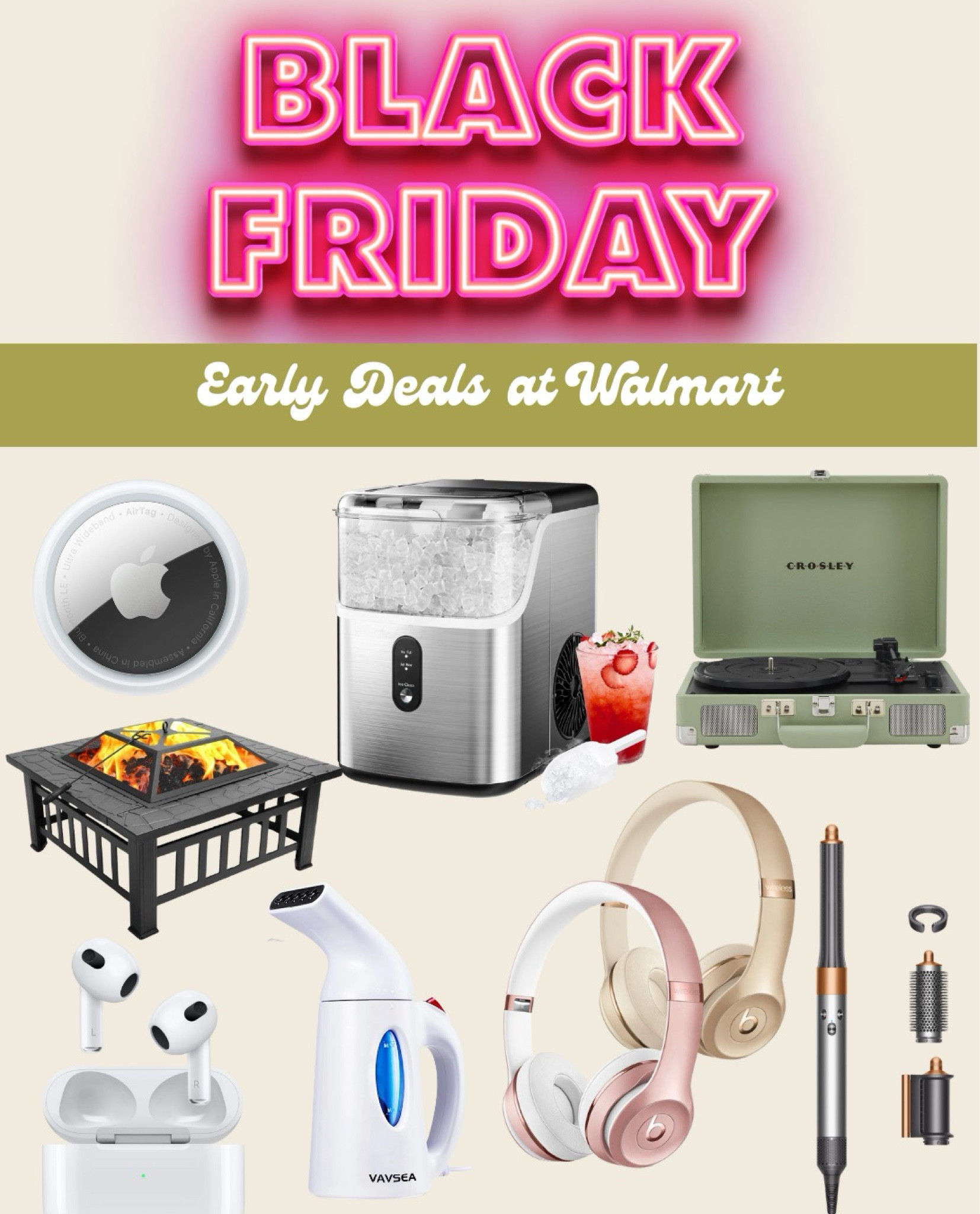 Black Friday came early, and Walmart has some incredible deals you won’t want to miss! From the Crosley record player and Beats headphones to handy home essentials like the countertop ice maker and garment steamer, there’s something for everyone. Perfect for getting a jump on holiday shopping or treating yourself! 🎉 Tap to shop these amazing finds and more.

#LTKSaleAlert #LTKHoliday #LTKGiftGuide