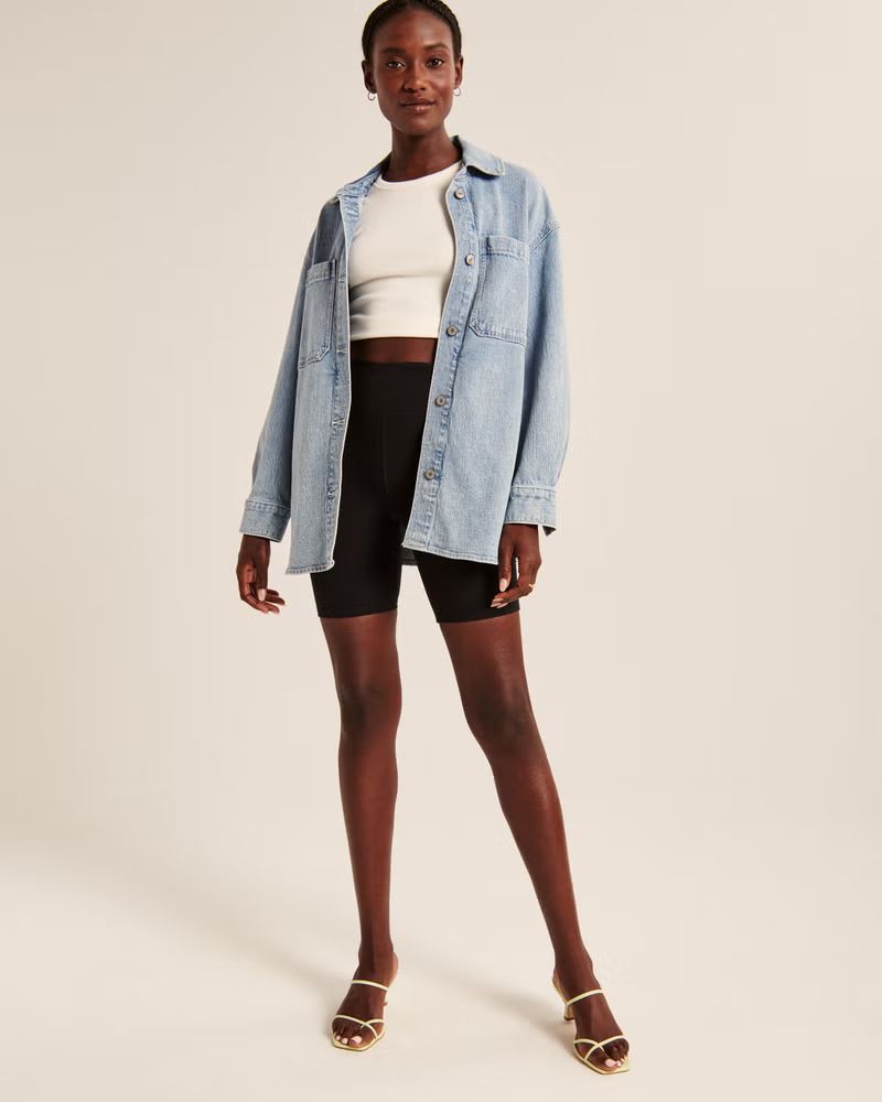 Women's Denim Shirt Jacket | Women's Clearance | Abercrombie.com | Abercrombie & Fitch (US)