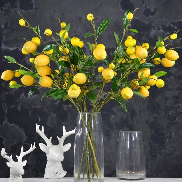 Coolmade Artificial Lemon Branches for Kitchen Party Decor Yellow Fake Lemon Decorations Farmhous... | Walmart (US)