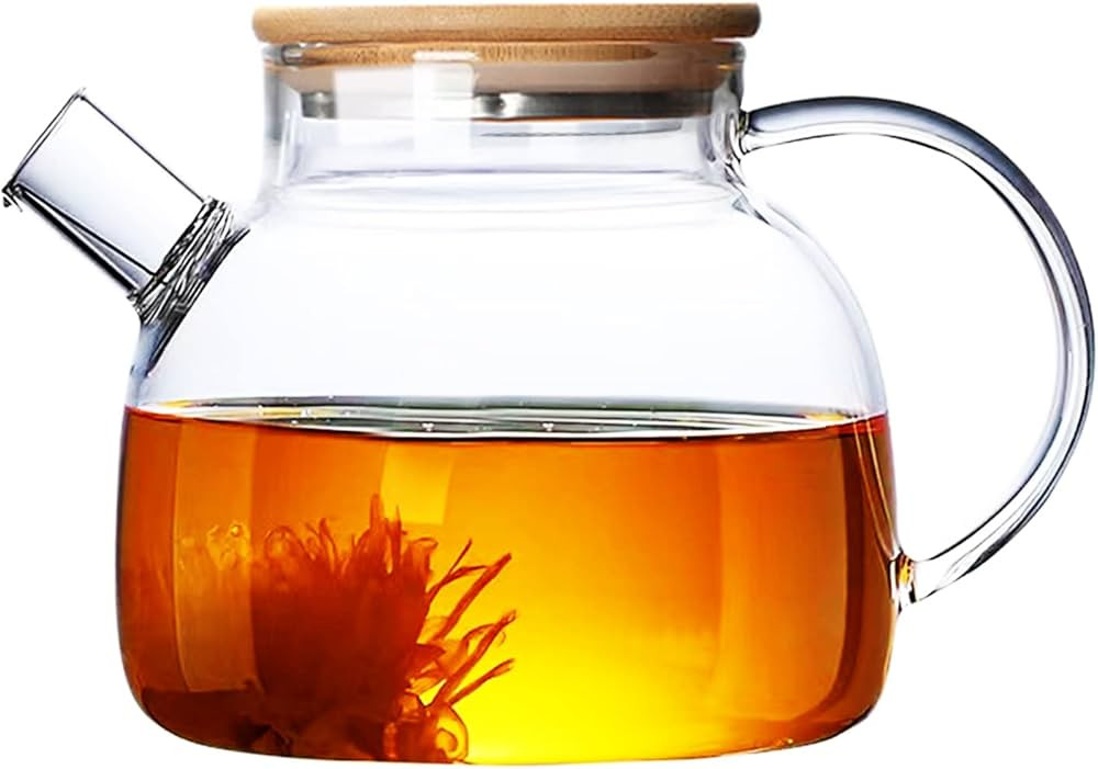 Glass Teapot, Stovetop & Microwave Safe Glass Borosilicate Teapot, Glass Teapot with Strainer, Gl... | Amazon (US)