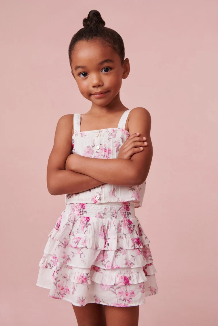 Girls Pink Floral Billie Skirt | LoveShackFancy