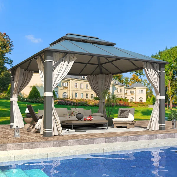 12 Ft. W x 10 Ft. D Aluminum Patio Gazebo | Wayfair North America