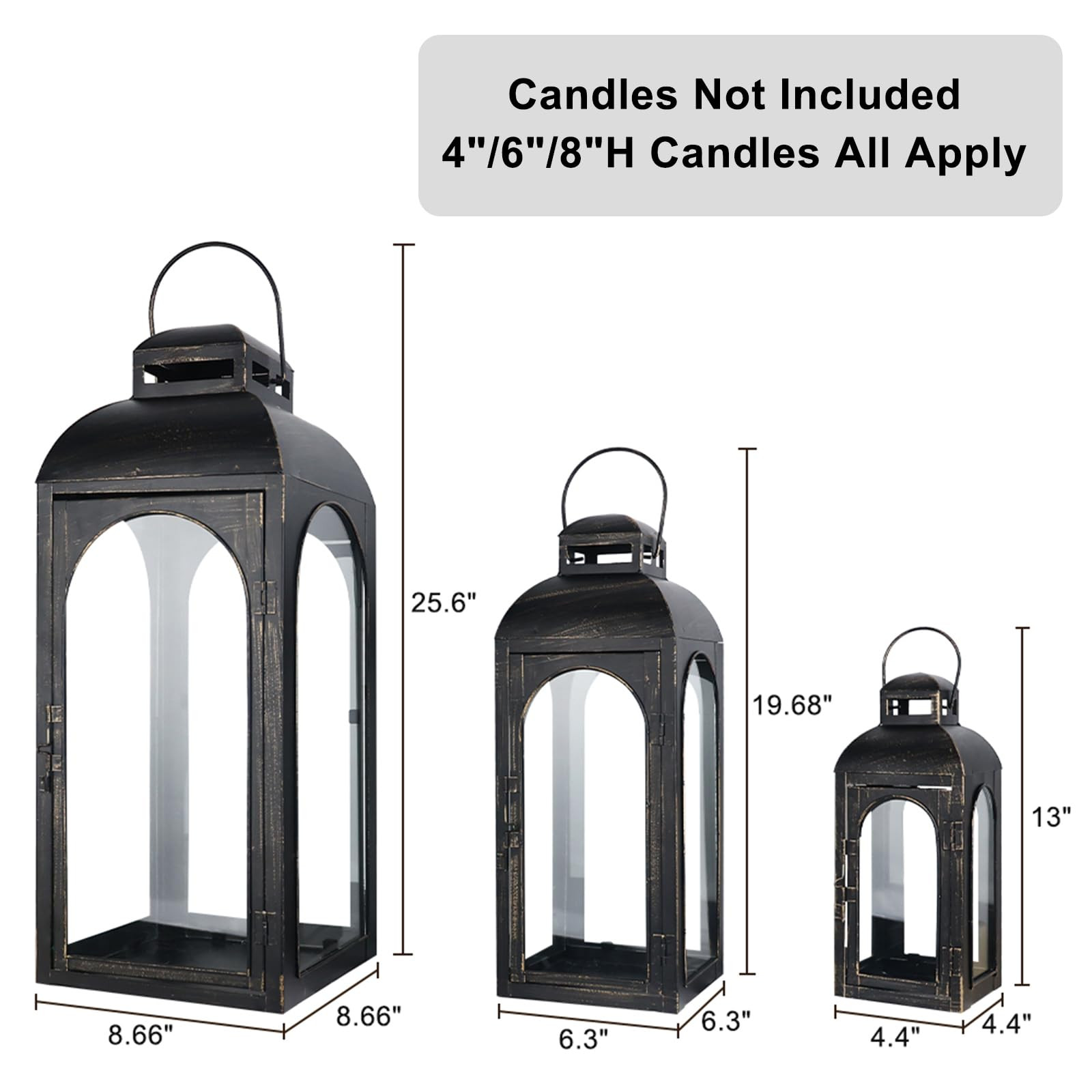 NEEDOMO Lanterns Decorative Indoor&Outdoor,Set of 3 Outdoor Lanterns for Porch, 26" Metal Frame C... | Amazon (US)