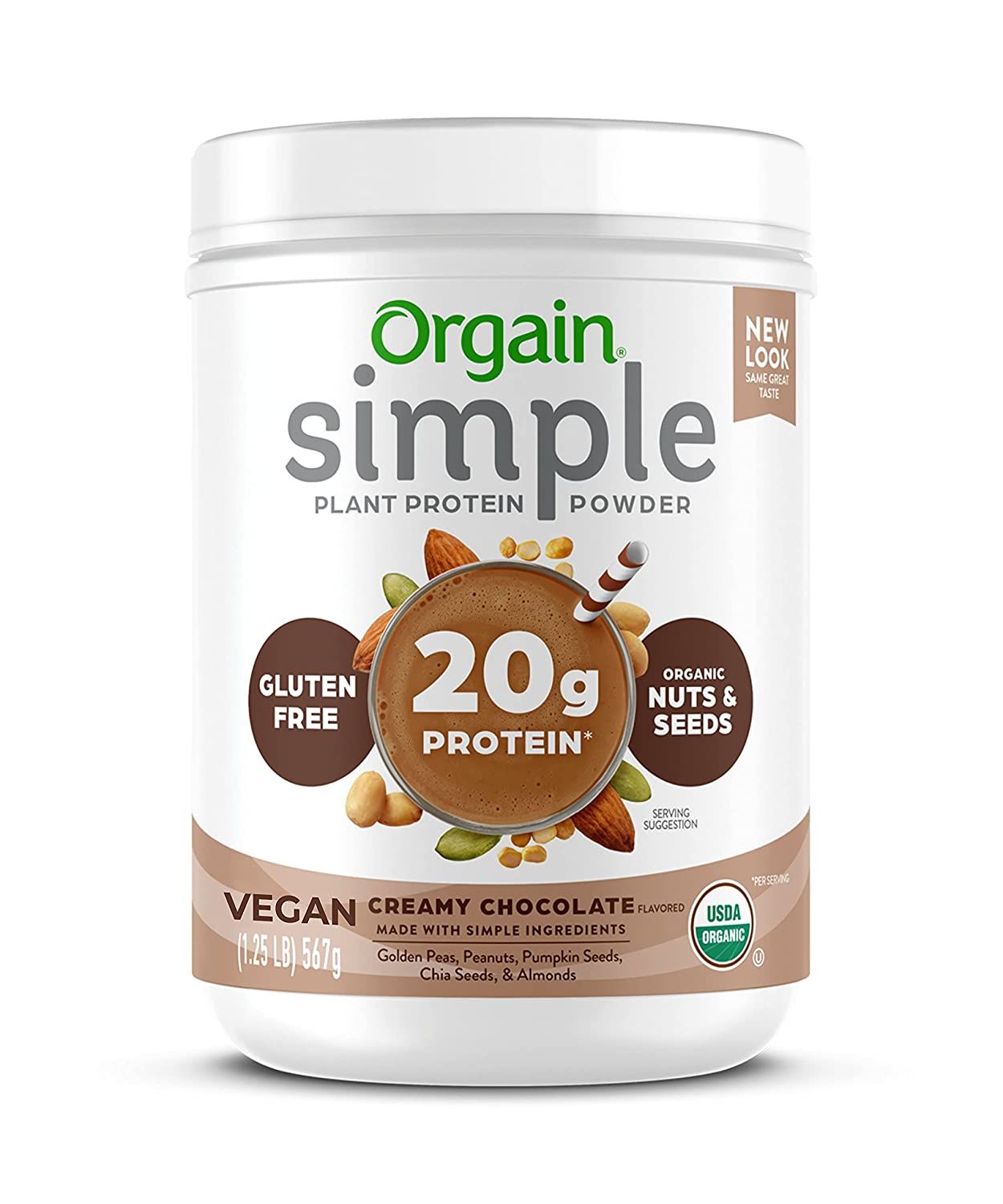 Orgain Simple Organic Vegan Protein Powder, Chocolate - 20g of Plant Based, Made with Fewer Ingre... | Amazon (US)