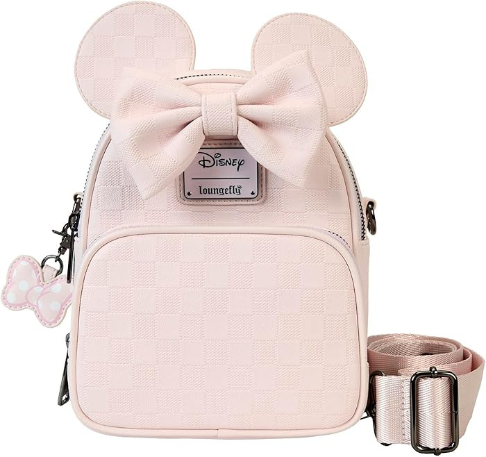 Loungefly Minnie Mouse Checkered Texture Convertible Mini Backpack & Crossbody Bag | Amazon (US)