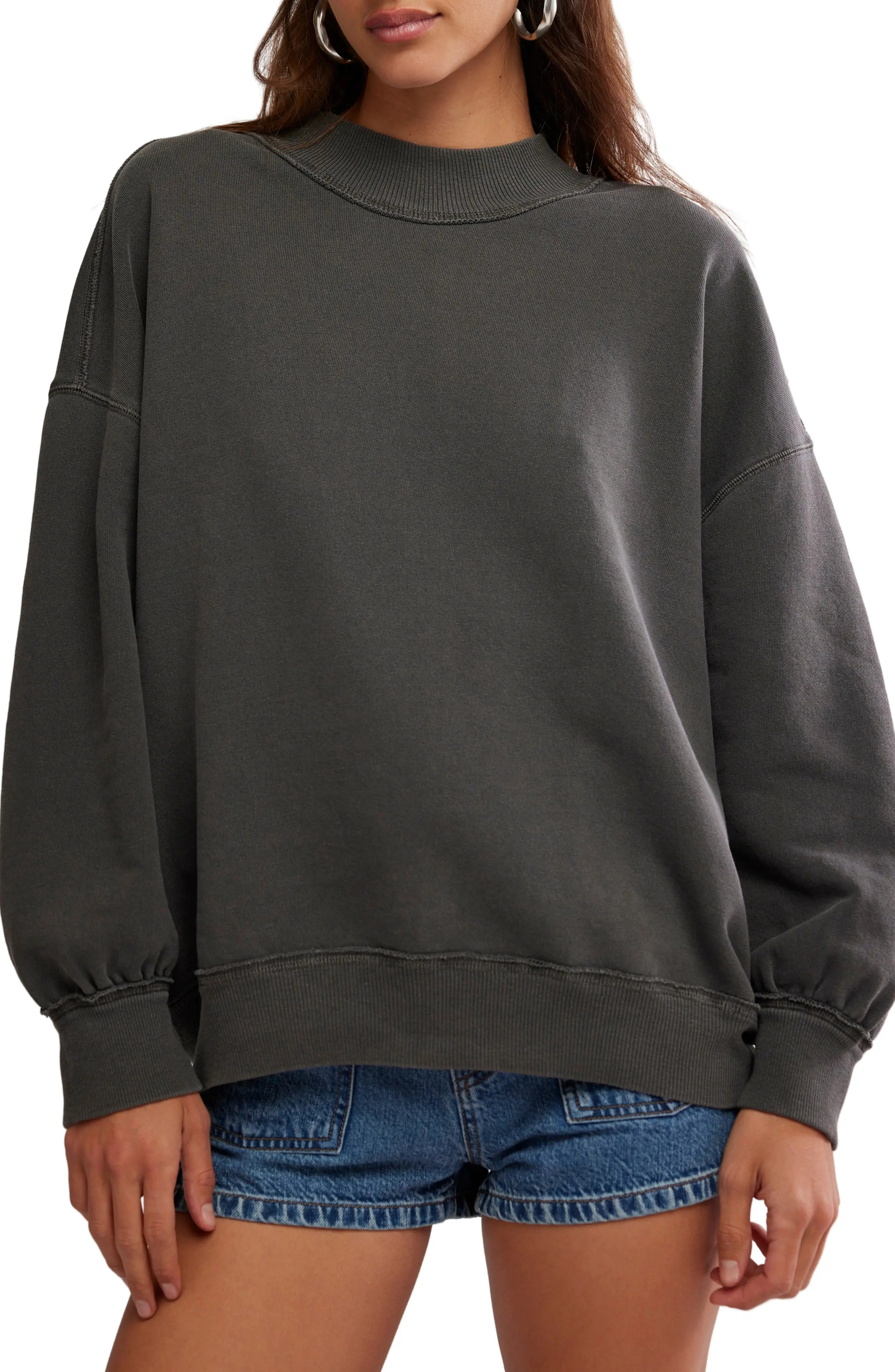 Free People Palm Springs Mock Neck Cotton Fleece Sweatshirt (Women) | Nordstrom | Nordstrom