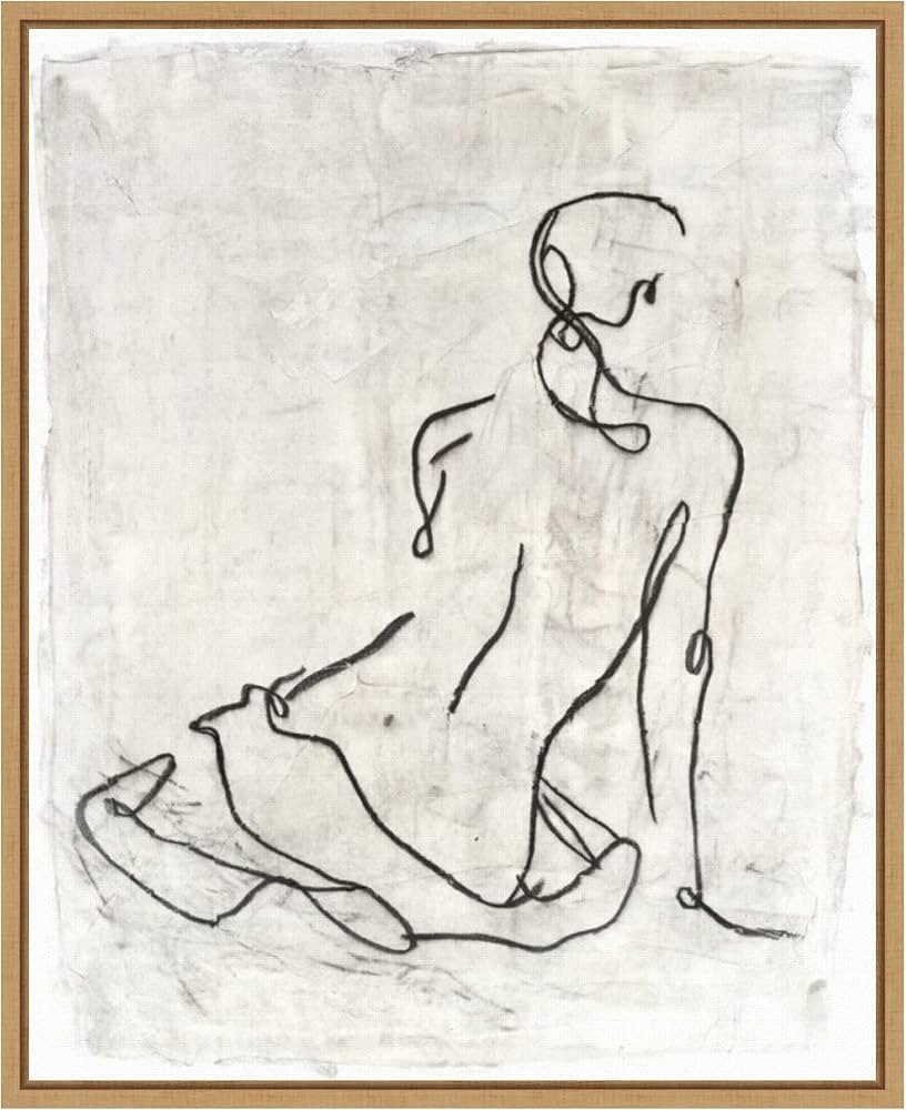 Amanti Art Framed Canvas Wall Art 20x16 Embellished Gestural Contour I (Nude) by Ethan Harper, Fr... | Amazon (US)