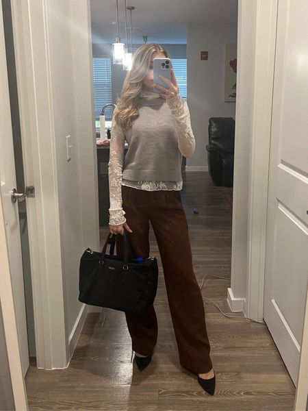 Work outfit / law school outfit / lawyer / attorney / work / school

Pants: Aritzia effortless pants
Lace under top: sold out but I posted a similar one from free people :)
Shoes: the most comfortable work heels ever! Have built in cushion
Bag: Tumi

#LTKstyletip #LTKworkwear #LTKshoecrush