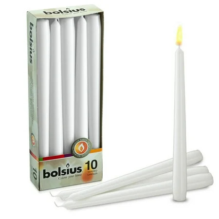 Bolsius 10 Unscented White Taper Candles 10 Pack for Wedding Restaurant Church Holiday Gift Christma | Walmart (US)