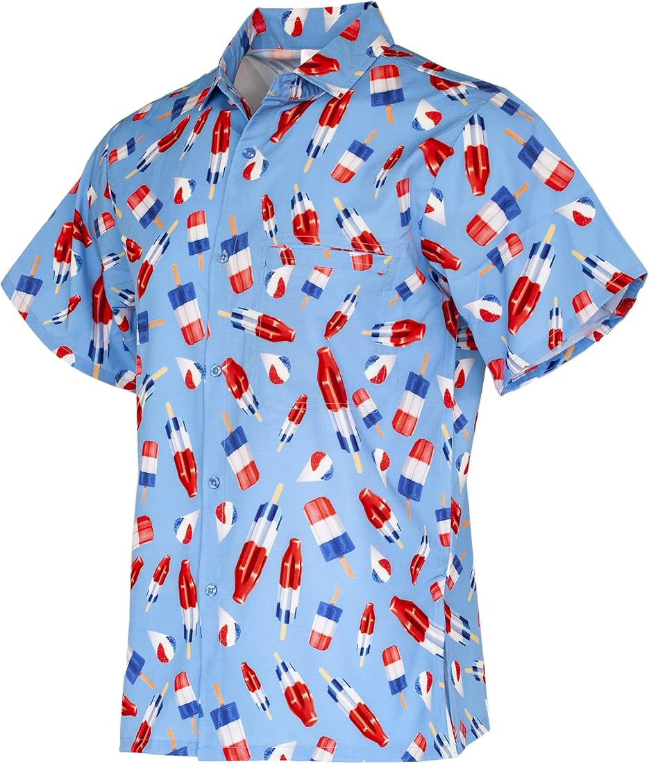 Funny Guy Mugs Mens Hawaiian Print Button Down Short Sleeve Shirt | Amazon (US)