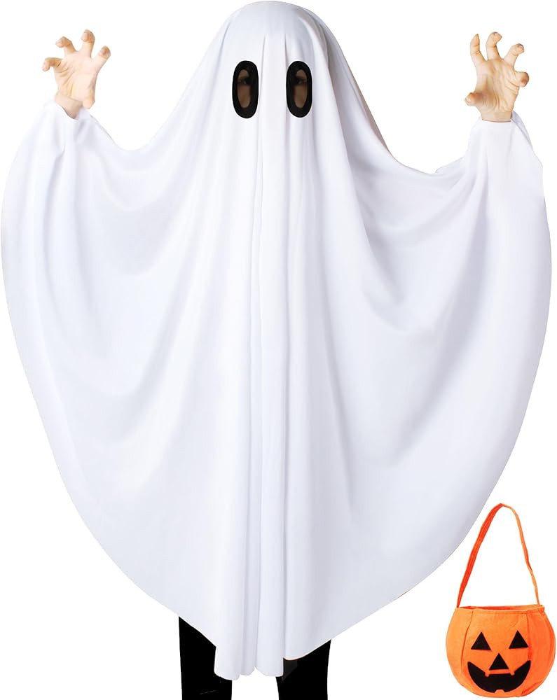 Oskiner Ghost Costume for Kids,White Ghost Costume with Pumpkin Bag, Spooky Halloween Costume for... | Amazon (US)