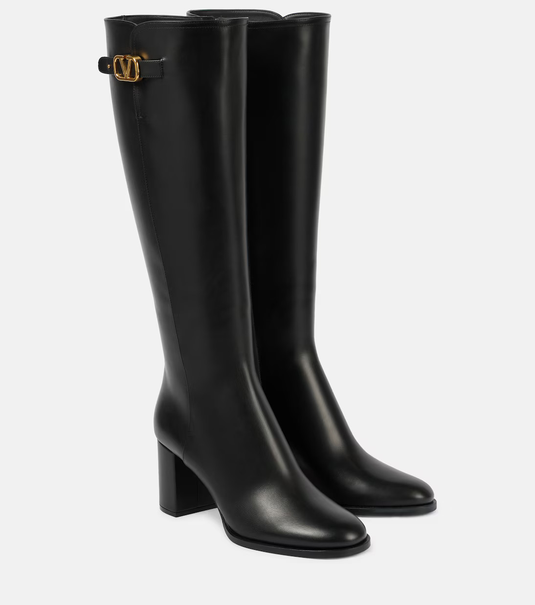 VLogo Signature leather knee-high boots | Mytheresa (US/CA)