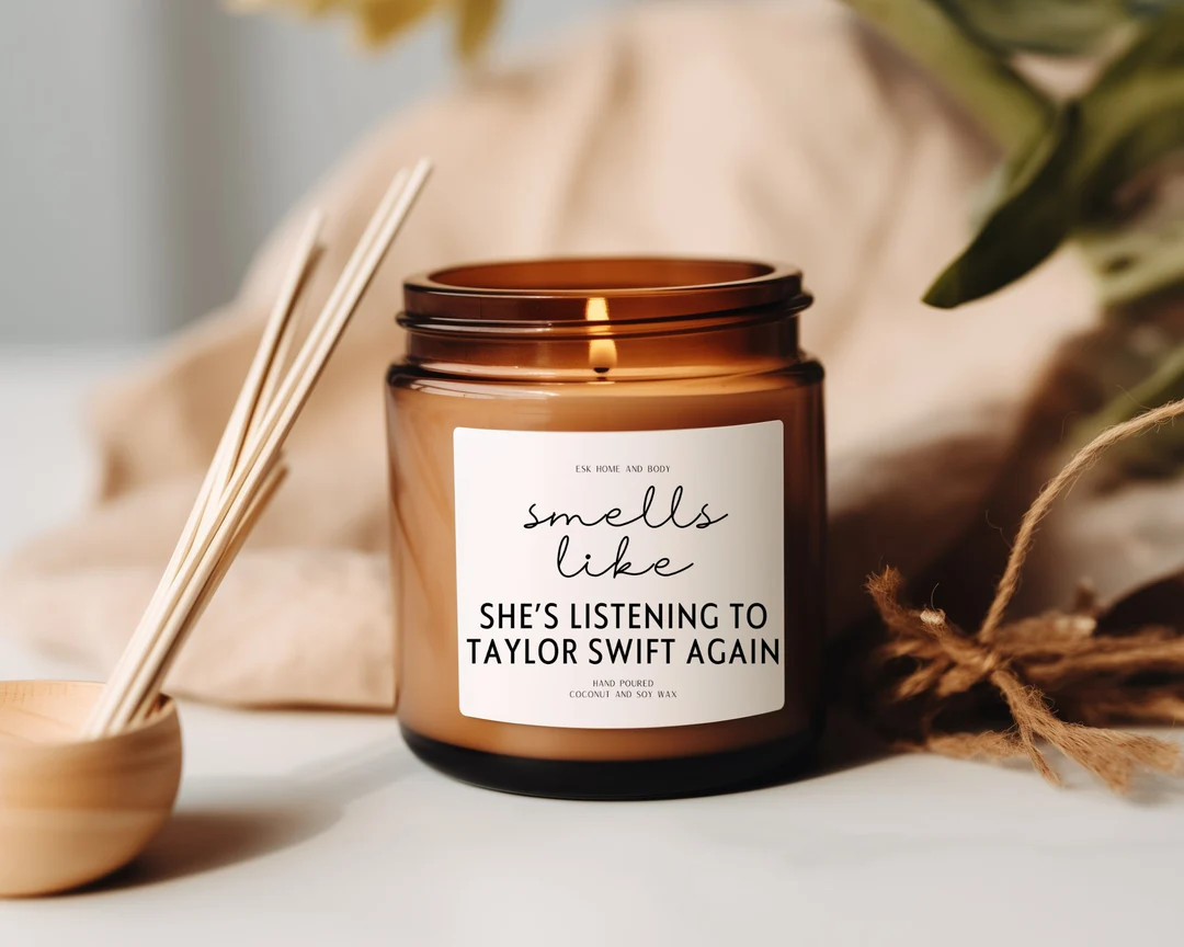Pristine Coconut & Soy Wax Smells Like She's Listening to Taylor Swift Again Candle Gift Friend M... | Etsy (US)