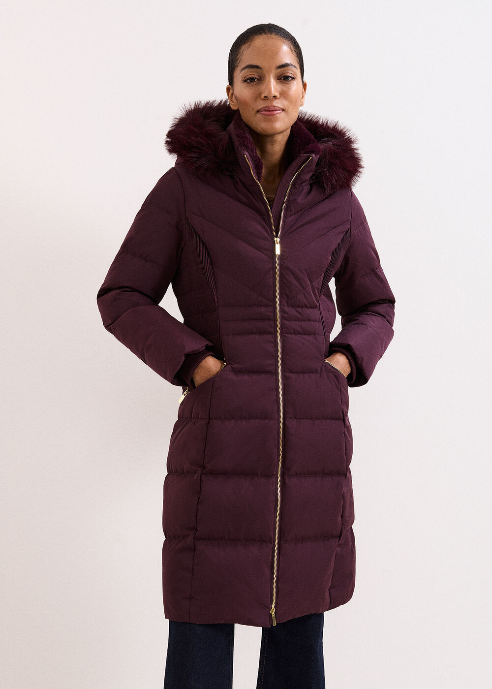 Amber Burgundy Puffer Coat | Phase Eight UK | | Phase Eight