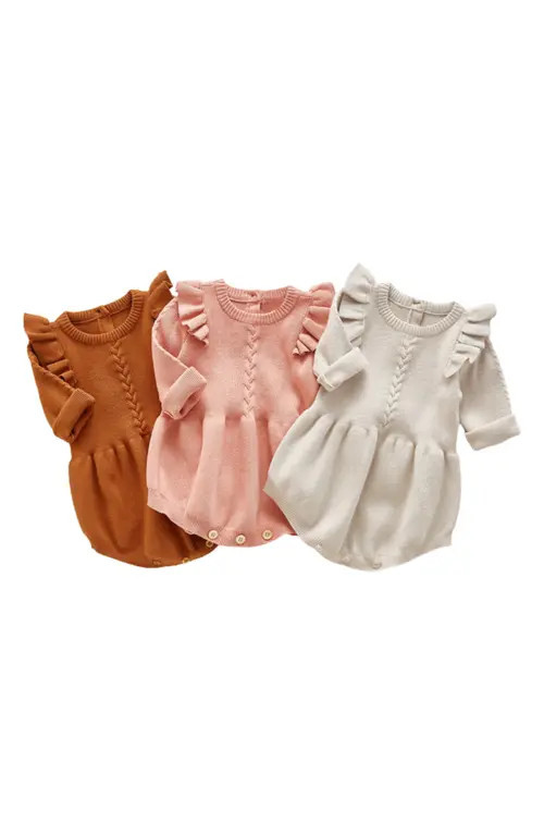 Ashmi & Co. Lizzie Ruffle Sleeve Knit Cotton Bodysuit in Pink at Nordstrom, Size 18-24M | Nordstrom