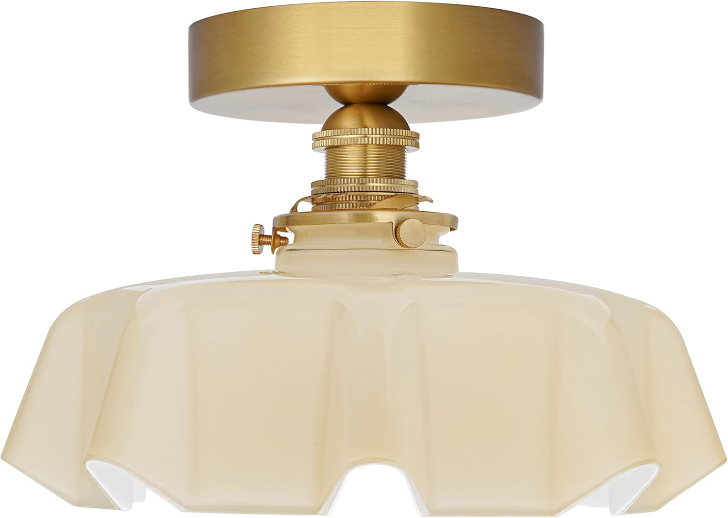 DSMJFU Semi Flush Mount Ceiling Light, Small Cream Yellow Glass Shade Ceiling Light Fixtures for ... | Amazon (US)