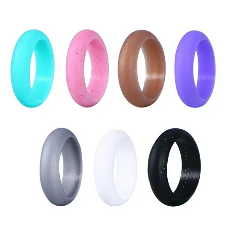 Stri 7 PCS Silicone Couples Lovers Rings Wedding Rings Rubber Wedding Bands For Women 18.9 mm (9# Golden Silver Black White Pink Purple Green) | Walmart (US)