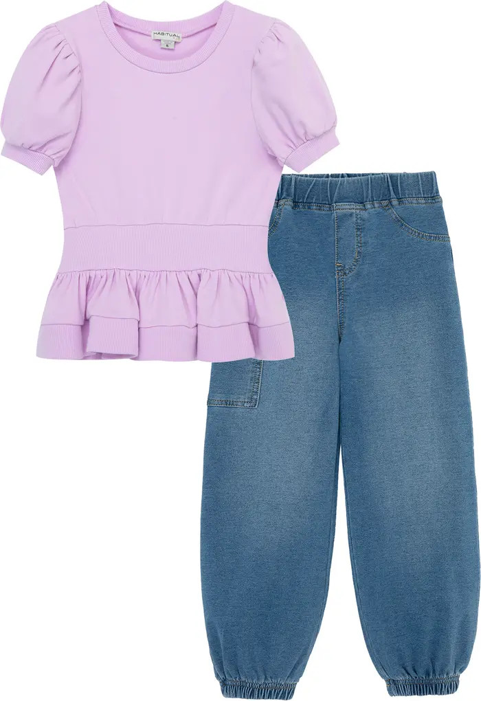 Kids' Puff Sleeve Top & Joggers | Nordstrom