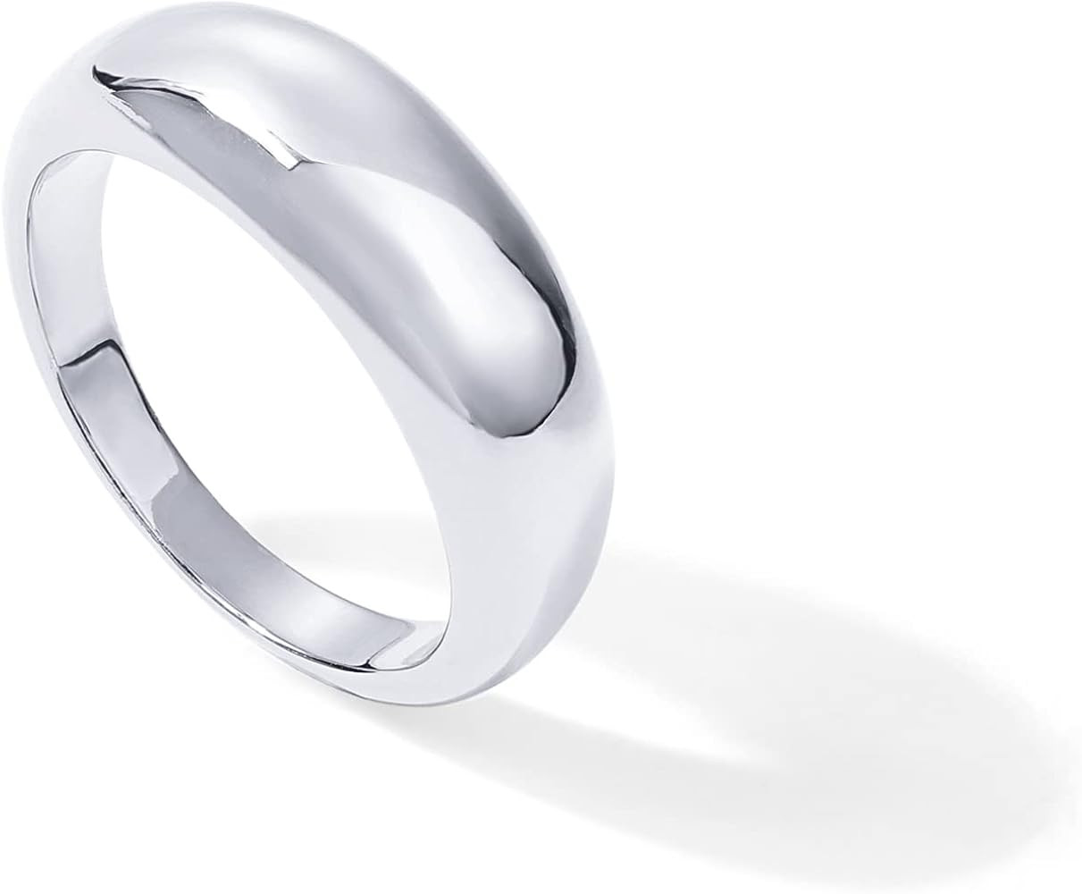 PAVOI 14K Gold Plated Croissant Dome Ring Twisted Braided Gold Plated Ring | Chunky Signet Ring | Amazon (US)