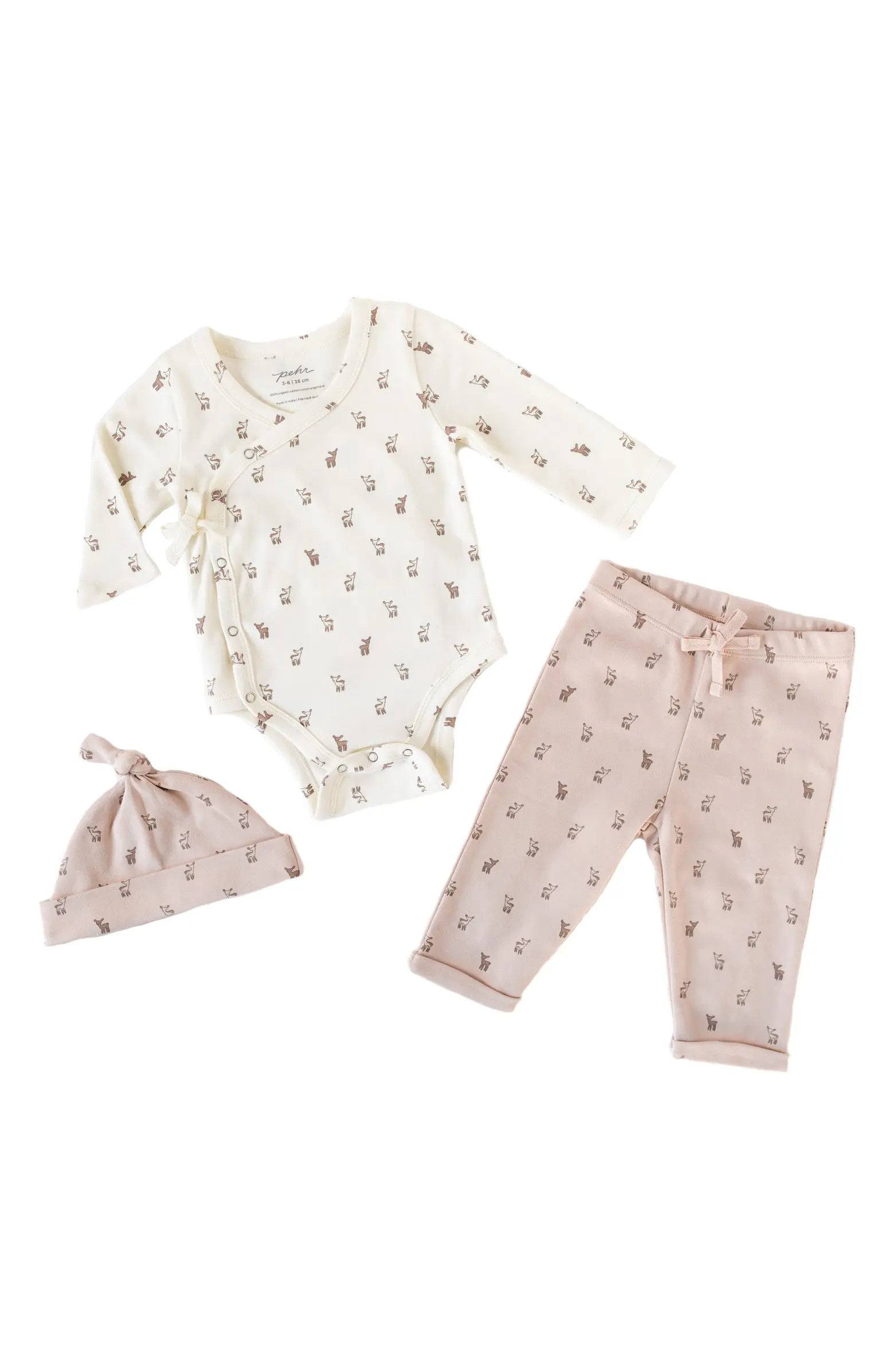 Hatchlings Fawn Organic Cotton Bodysuit, Pants & Cap | Nordstrom