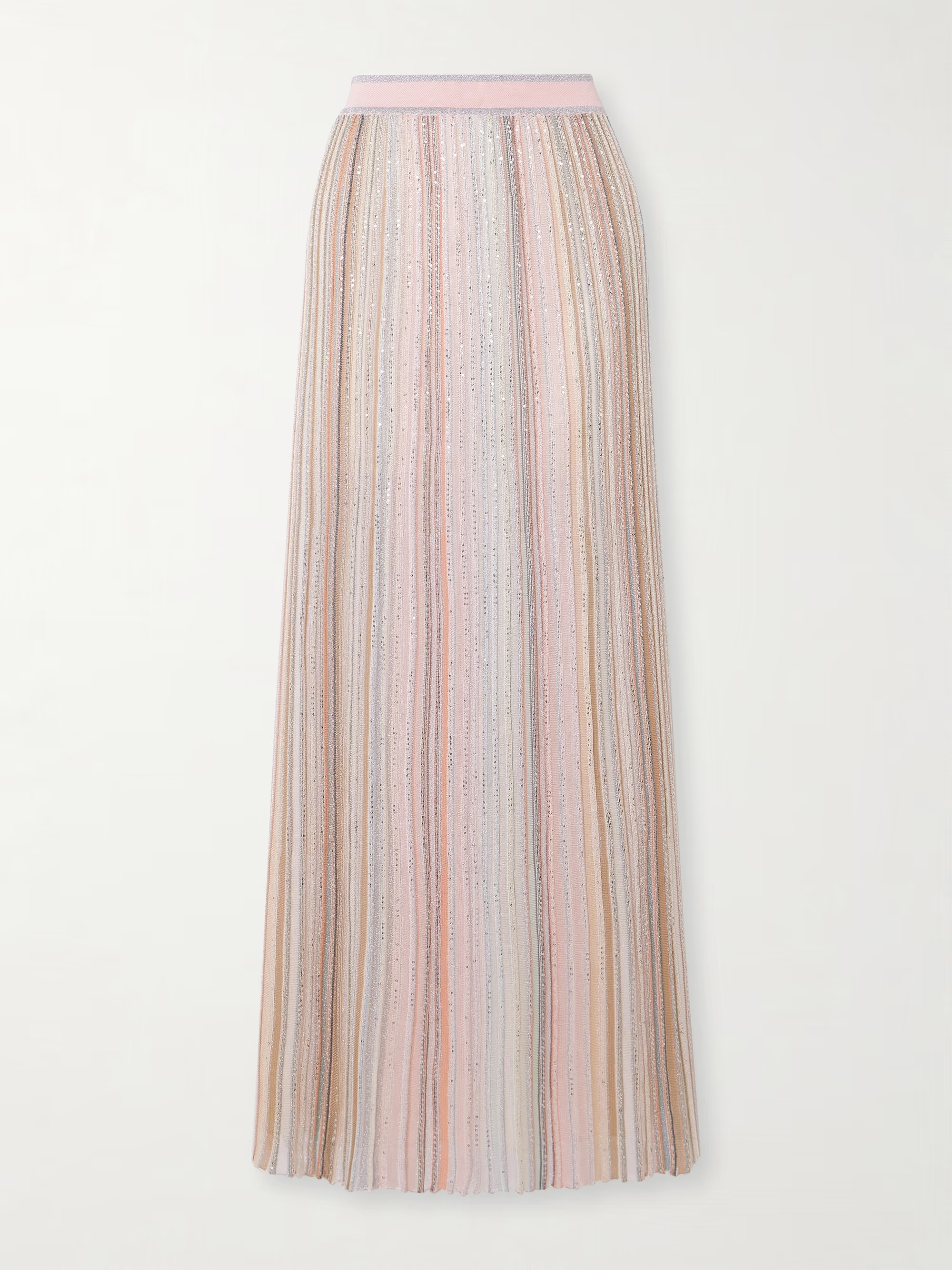 Sequin-embellished striped crochet-knit maxi skirt | NET-A-PORTER (US)