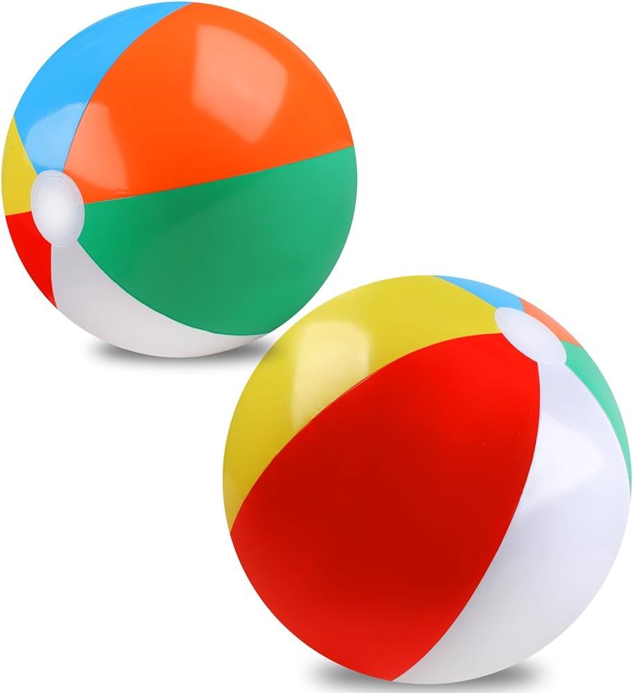 2 Pack Beach Balls, 20 Inch Beach Balls for Kids, Rainbow Color Pool Toys Pool Balls for Swimming... | Amazon (US)