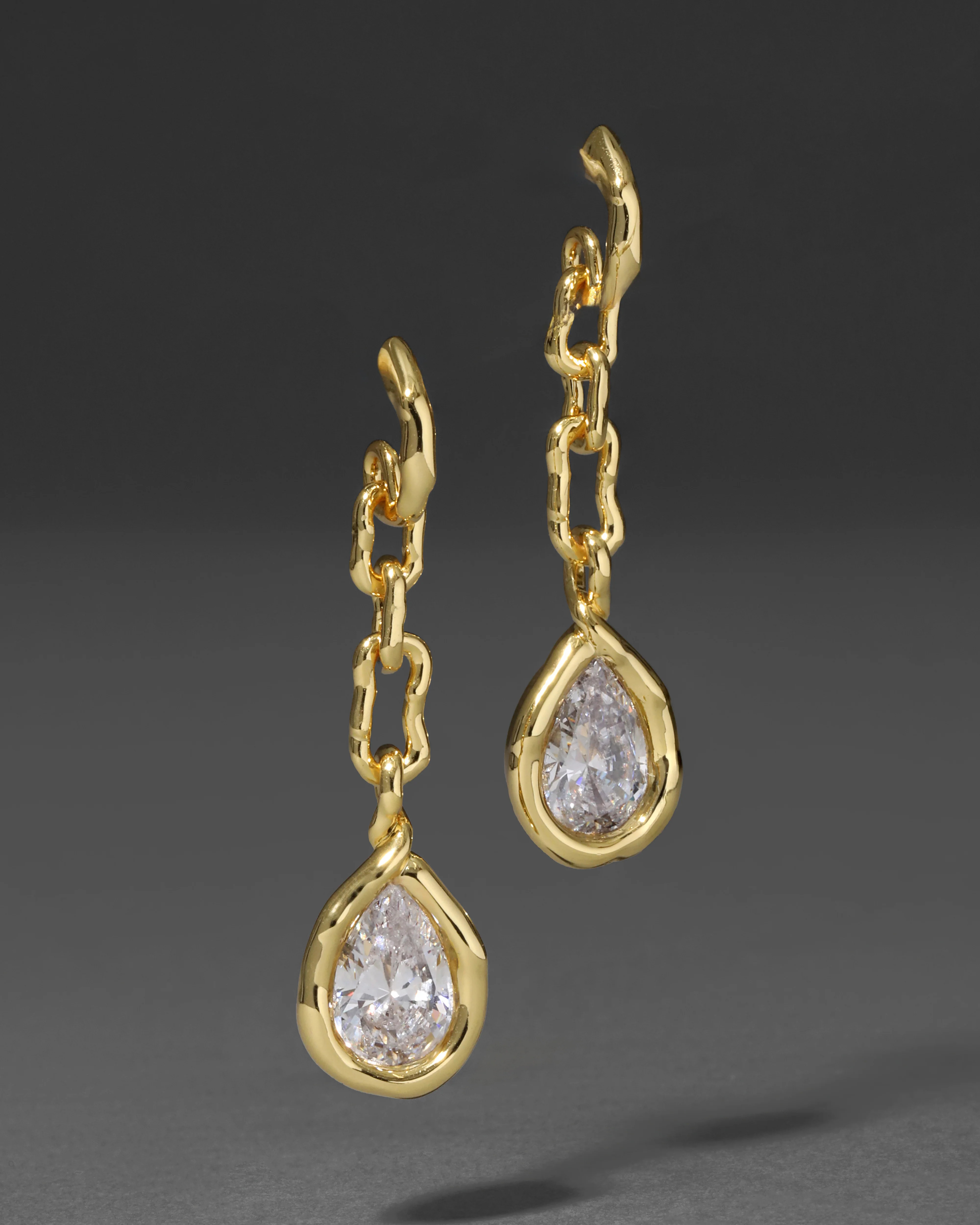 Asterales Gold Link Pear Drop Earring | Crystal Link Drop Earrings | Alexis Bittar