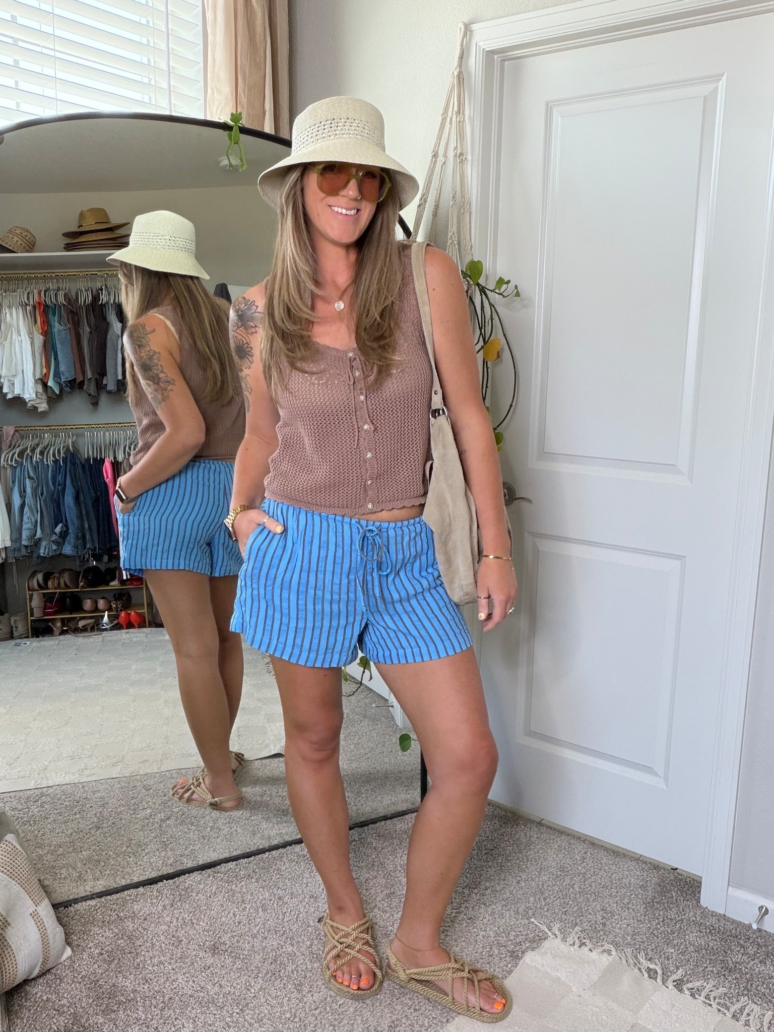 Medium top, medium shorts 

#LTKOver40 #LTKTall