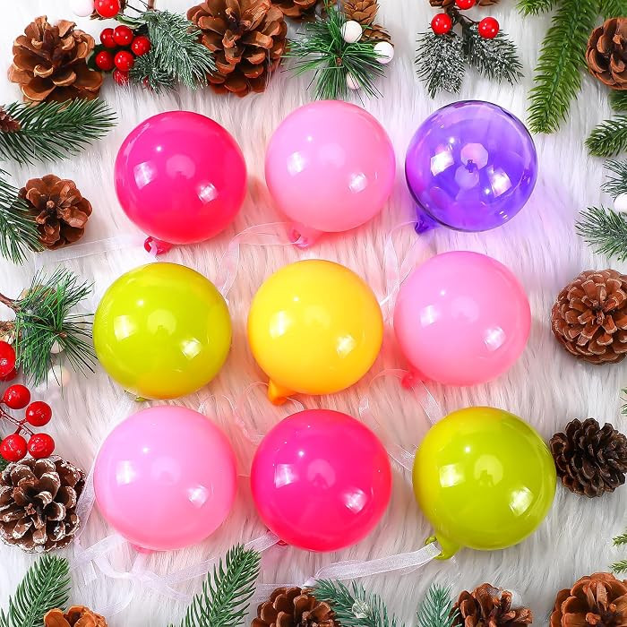 FoldTier 9pcs 3" Colorful Glass Ball Christmas Tree Ornament, Pink Color | Amazon (US)
