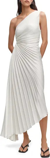 One-Shoulder Side Cutout Pleated Midi Dress | Nordstrom