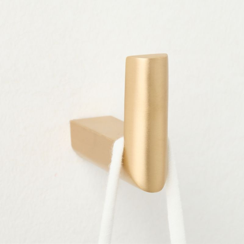 Curveaux Curved Brushed Brass Towel Hook | CB2 | CB2
