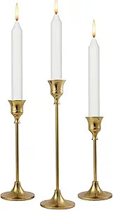 Vidisan Gold Candlestick Holders Taper Centerpiece, Set of 3 Gold Taper Candle Holders Set, for V... | Amazon (US)