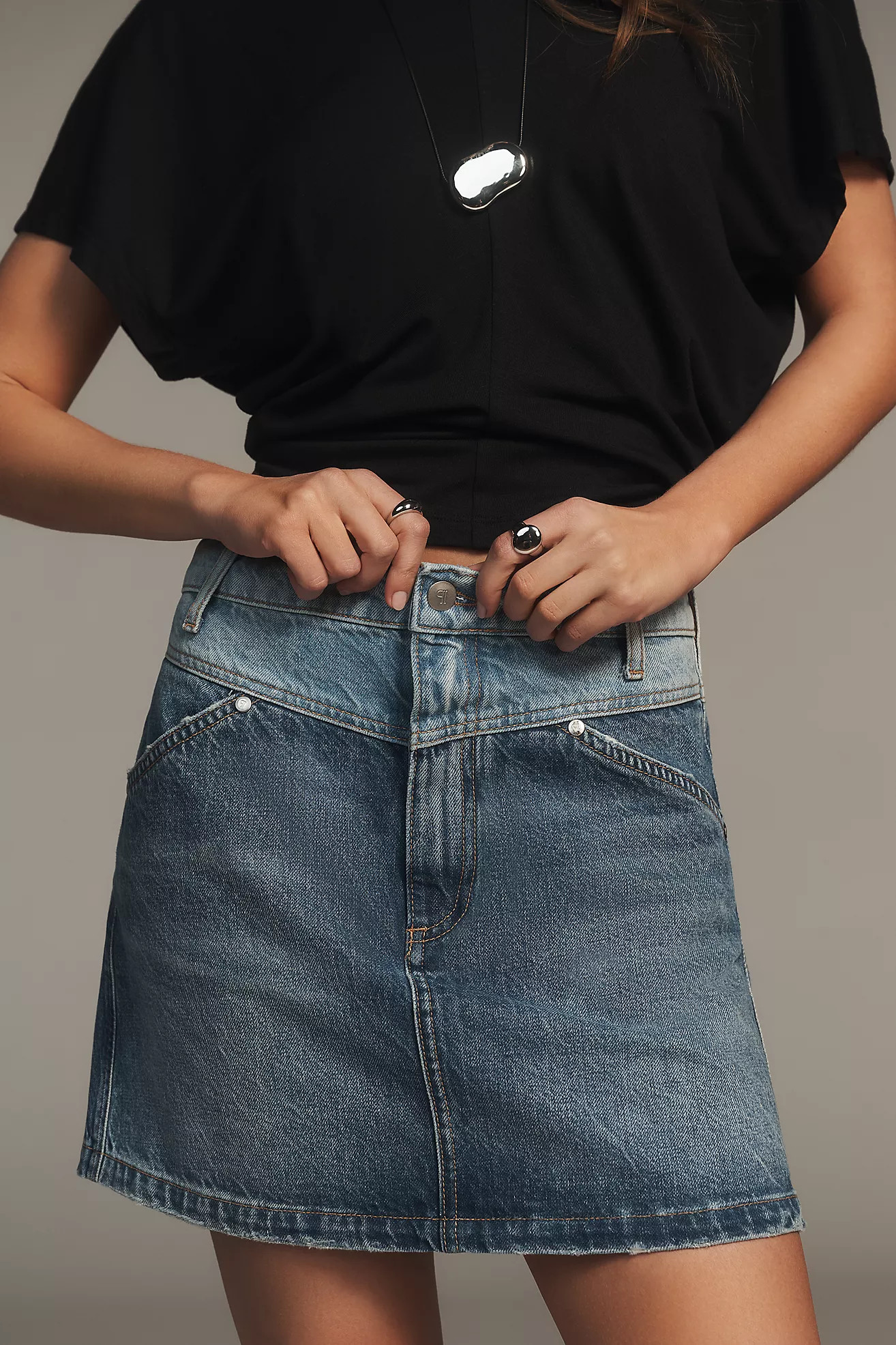 Pilcro Two-Tone Denim Skirt | Anthropologie (US)