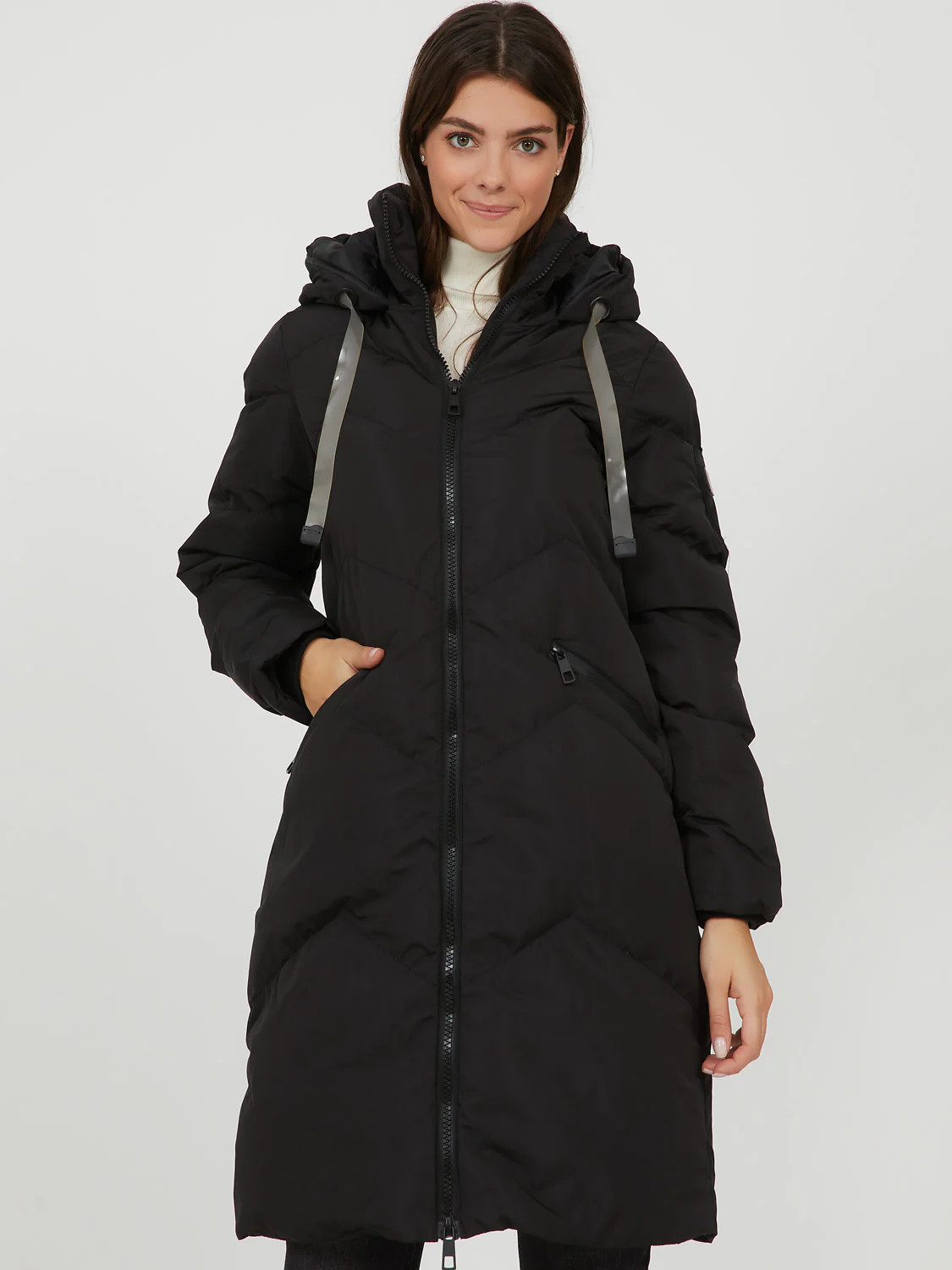 Zigzag Hooded Puffer Jacket | Suzy Shier