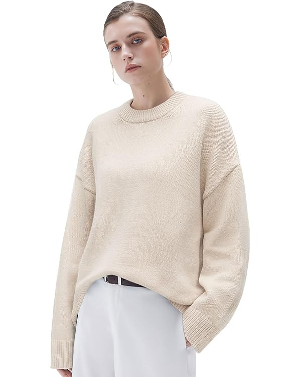 SUUKSESS Women Cashmere Oversized Long Sleeve Pullover Sweater Crew Neck Jumpers | Amazon (US)