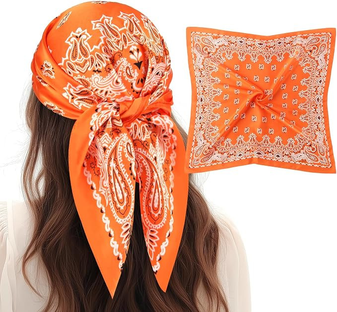 1 Pcs 27.5 Inches Satin Head Scarf Silk Like Stain Bandana Sleeping Hair Wrap Hair Scarf for Wome... | Amazon (US)